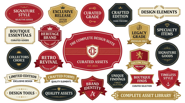 Vector illustration of ribbons with text on best offer and exclusive collection labels