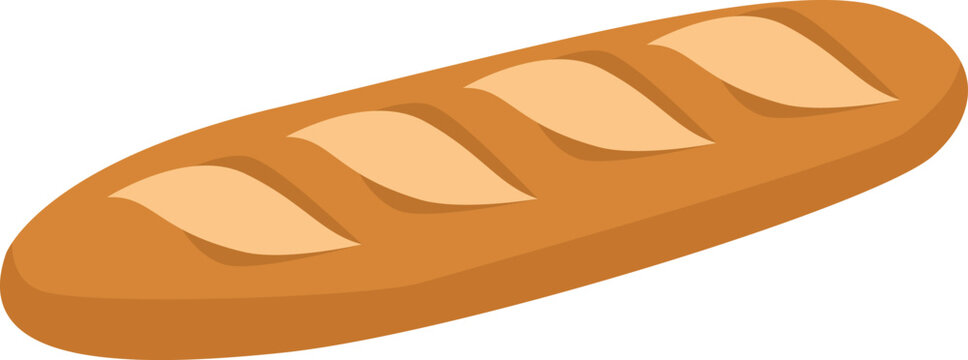Modern Flat Whole Wheat Baguette Illustration. Minimal French Bakery Bread