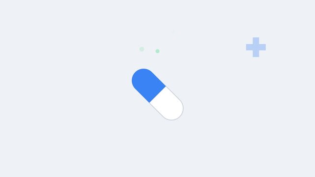 Medical capsule featuring a blue and white design represents pharmaceutical healthcare segments for patients requiring chemical therapy and treatments to improve personal wellness and physical