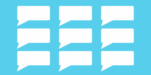 Fototapeta premium White Speech Bubbles On Light Blue Background Flat Vector Illustration