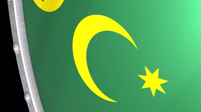 Metallic Shield Transitions with the Flag of Territory of Cocos Islands of Australia