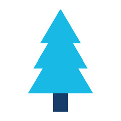 Minimalist of a coniferous pine tree in blue and dark blue colors on a white background © RUNU STORE