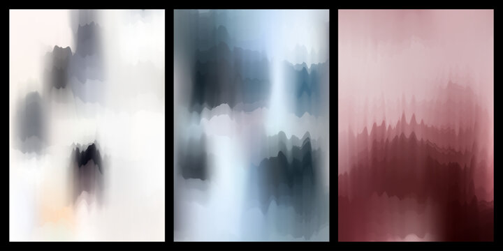Abstract Watercolor Poster Set. Minimalist Flowing Ink Gradients