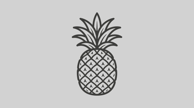 An illustration of a single pineapple fruit on a plain background showcases the fruit's texture and leaves.