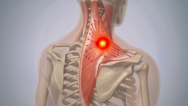 Tight shoulders affecting neck health and function in human anatomy