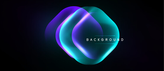 Naklejka premium Abstract flowing shapes, vibrant colors, dark background. Modern design element, gradient effect, text label present.