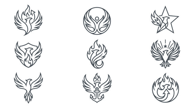 Phoenix Logo Collection: Mythical Bird Icons for Rebirth, Strength, and Transformation