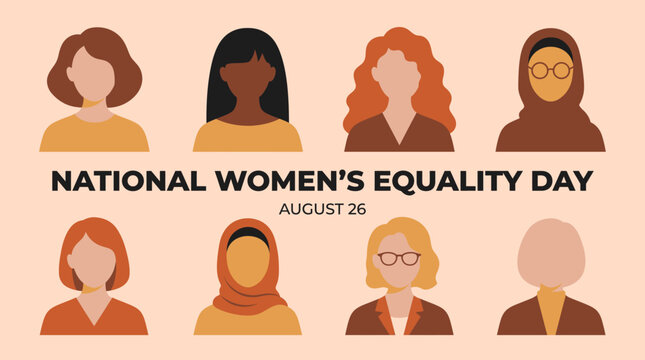 Diverse group of women celebrating National Women's Equality Day on August 26th illustration.