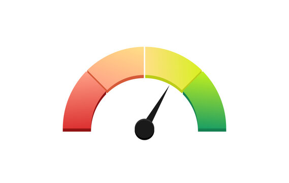 Colorful speedometer gauge showing moderate level with red green gradient
