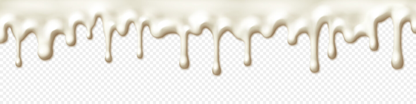 Creamy melted chocolate dripping on transparent background