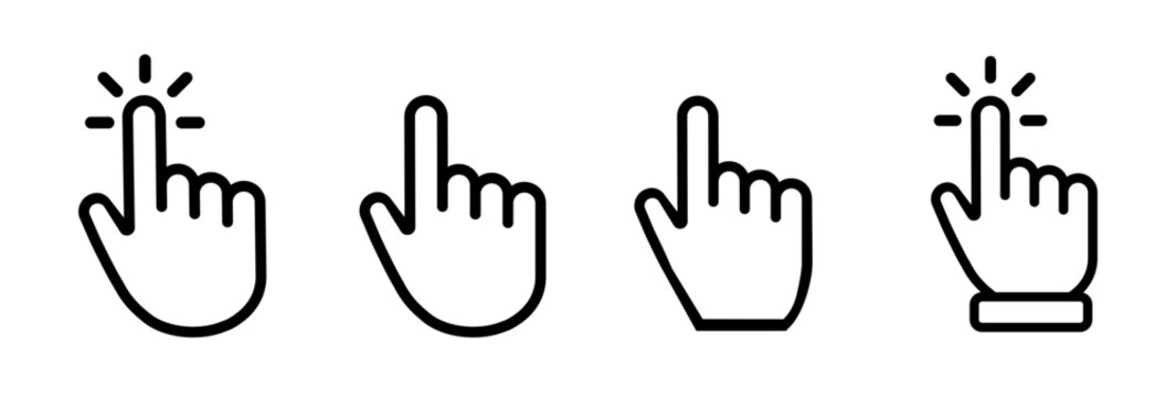 Simple icons of pointing hand gestures in linear style