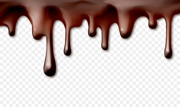 Melted chocolate dripping with isolated transparent background design