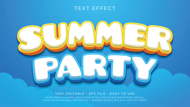 Summer party editable text effect	