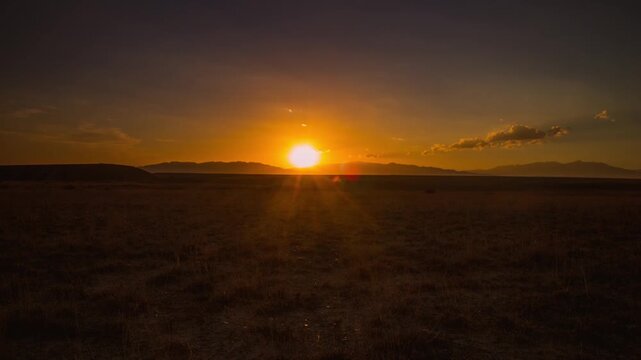 sunset over the mount dzungarian alatau