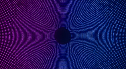 Obraz premium Abstract digital circular particle background, glowing dotted rings forming concentric curves