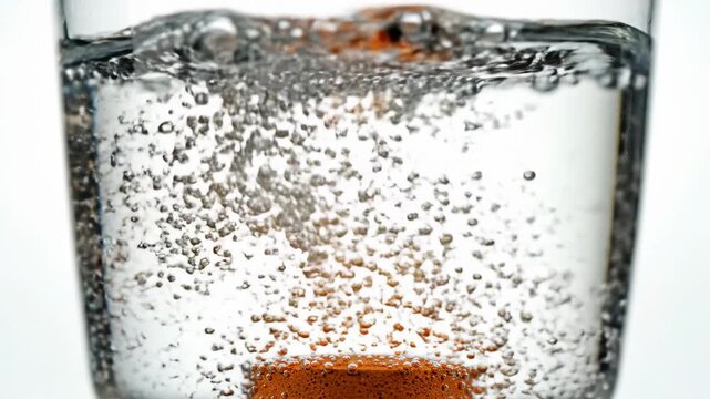 Experiment shows a coin floating on the surface of water in a clear glass at home