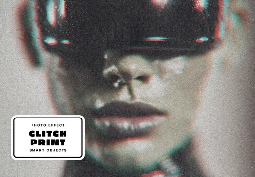 Glitch Print Photo Effect For Poster And Social Media Design