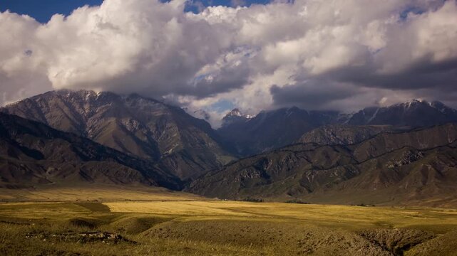 panorama of the mountains in autumn dzungarian alatau