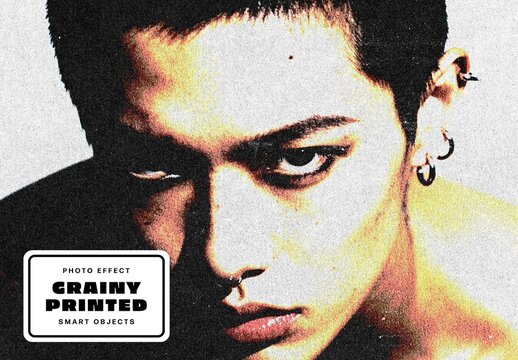 Grain Print Photo Effect For Social Media And Poster Design