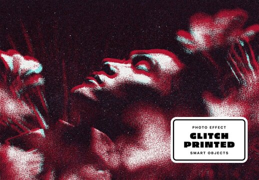 Glitch Printed Photo Effect For Poster And Social Media Design