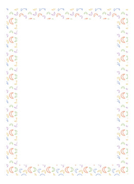 Rainbow Confetti Border Frame Vector Illustration