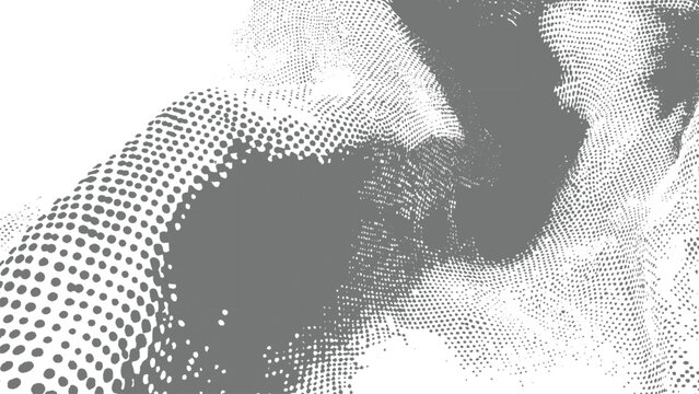 abstract halftone dot pattern in black and white creating gradients and textures with depth and movement for artistic design background