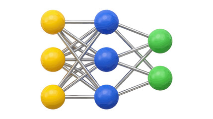 Obraz premium Vector illustration of 3d illustration of an artificial neural network on a transparent background