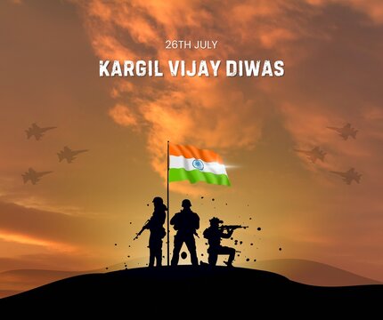 Kargil Diwas Orange and Black Simple Greeting Poster