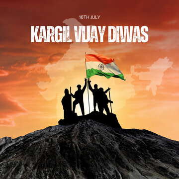 Kargil Diwas Orange and Black Vibrant Greeting Poster