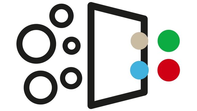 Data filter system black video features geometric circle shapes. Animation visualizes machine learning sorting processes. 4k resolution.