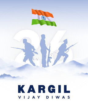 Kargil Diwas Blue And White Minimalist Greeting Poster