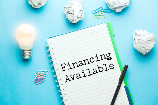 white card with  text financing available