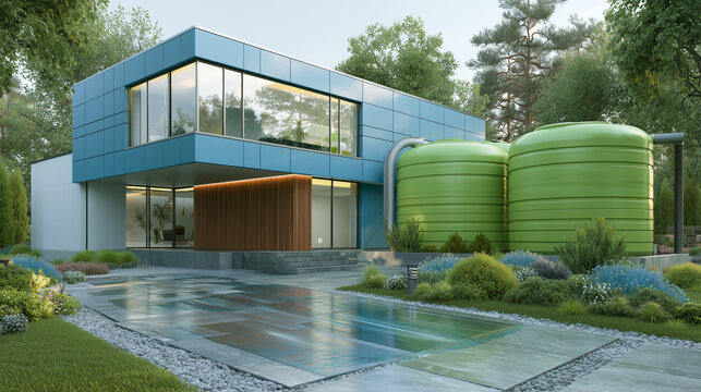 Rainwater Collection System with Water Storage Tank for Sustainable Water Conservation and Eco Friendly Living