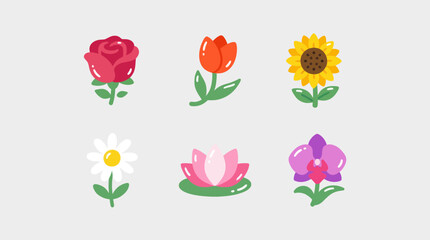 Naklejka premium Assortment of stylized floral icons
