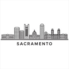 Obraz premium Elegant line drawing skyline of sacramento with city name below