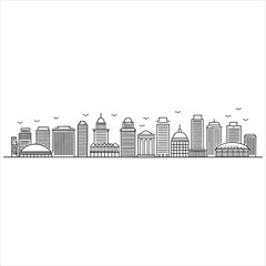 Obraz premium Sketch of iconic city skyline featuring diverse architectural landmarks