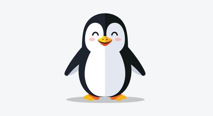 Cute smiling cartoon penguin character illustration isolated on white background. © ErianJendra