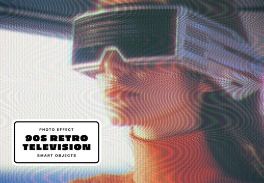 90s Retro Television Photo Effect For Poster And Social Media Design