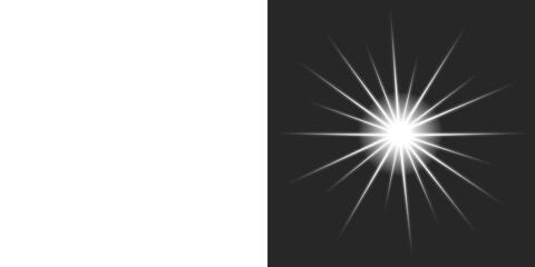 Fototapeta premium White Starburst Light Effect PNG, Transparent Background, Isolated Lens Flare Overlay for Photo Editing
