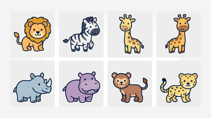 Cartoon safari animals collection © Bagas