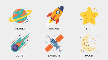 Celestial objects and spacecraft icons © Bagas
