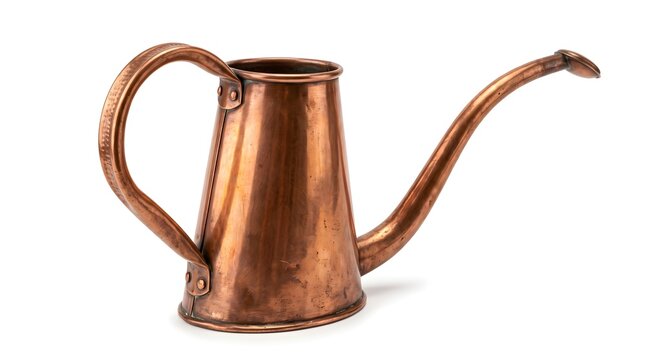 Copper Watering Can Isolated White Background Garden Tool Outdoor Product Photography