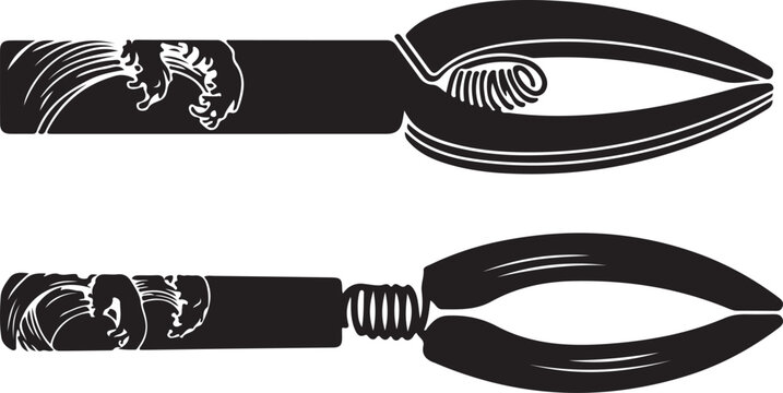 Set of nutcrackers with wave pattern handles