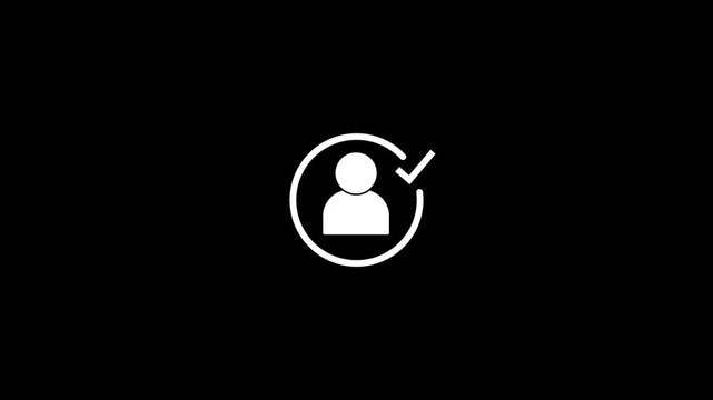Checked User Profile Account Approved Icon, User Verification Success Icon Animation - Account Verified Symbol, Checkmark Animation.