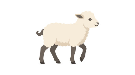 Fototapeta premium Cute cartoon lamb walking with a happy expression.