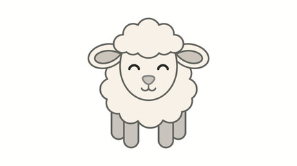 Fototapeta premium Cute cartoon sheep illustration with happy expression.