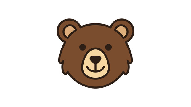 Cute cartoon brown bear face illustration simple design.
