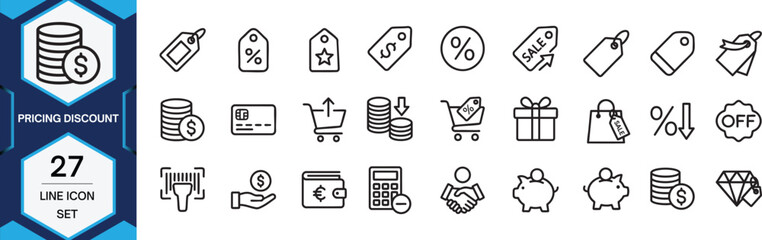 Pricing editable line icon set, price, icon, value, cost, pricing, price tag © Icon-Graphy