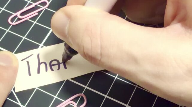 A Handwritten Thank you note, on a white background