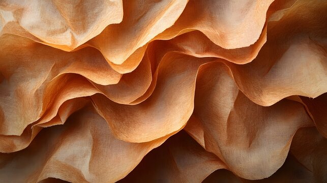 Detailed macro texture background of overlapping natural wavy brown tree mushroom ruffles